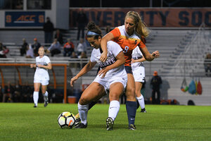 Syracuse was able to earn multiple free kicks throughout the night from Colgate's physicality. But that never translated into goals.
