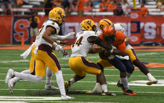 Central Michigan allowed Syracuse to gain 6.8 yards per rush, almost double Syracuse's second-best effort this season. 